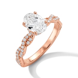 Neil Lane Artistry Oval-Cut Lab-Grown Diamond Engagement Ring 1-1/3 ct tw 14K Rose Gold