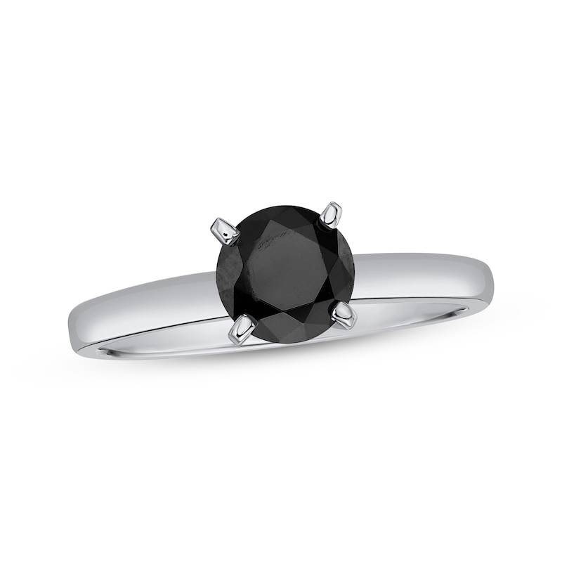 Main Image 1 of Black Diamond Solitaire Ring 1 ct tw 14K White Gold