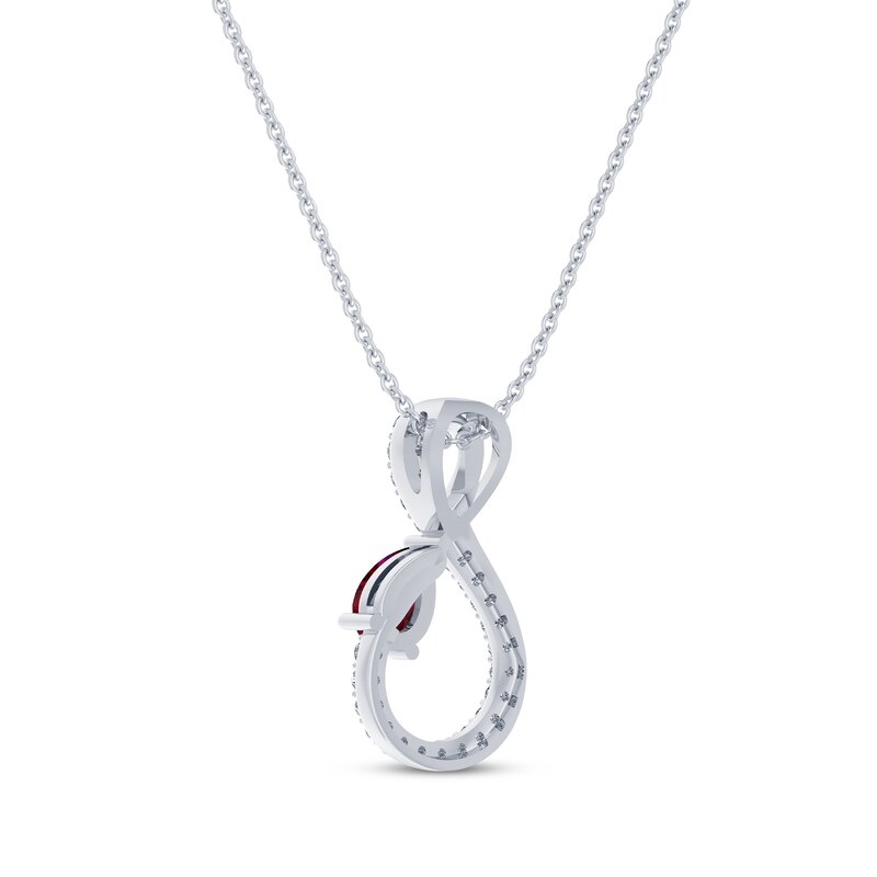 Main Image 2 of Pear-Shaped Lab-Created Ruby & White Lab-Created Sapphire Infinity Necklace Sterling Silver 18"