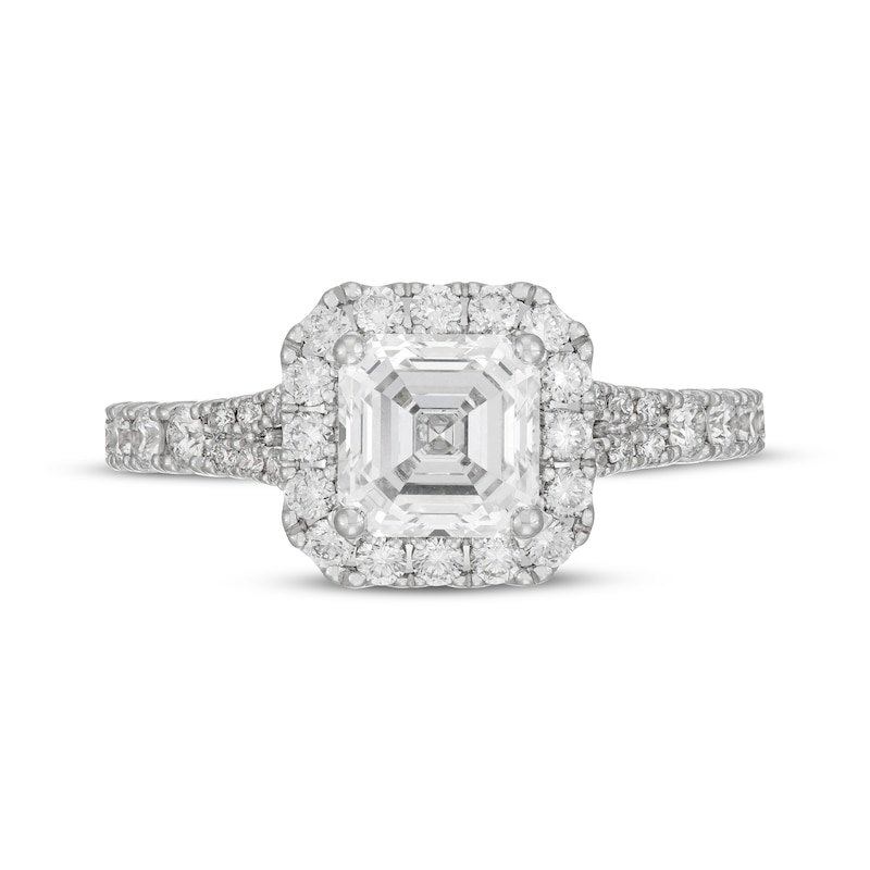 Main Image 3 of Neil Lane Artistry Square Emerald-Cut Lab-Grown Diamond Halo Engagement Ring 2-1/3 ct tw 14K White Gold