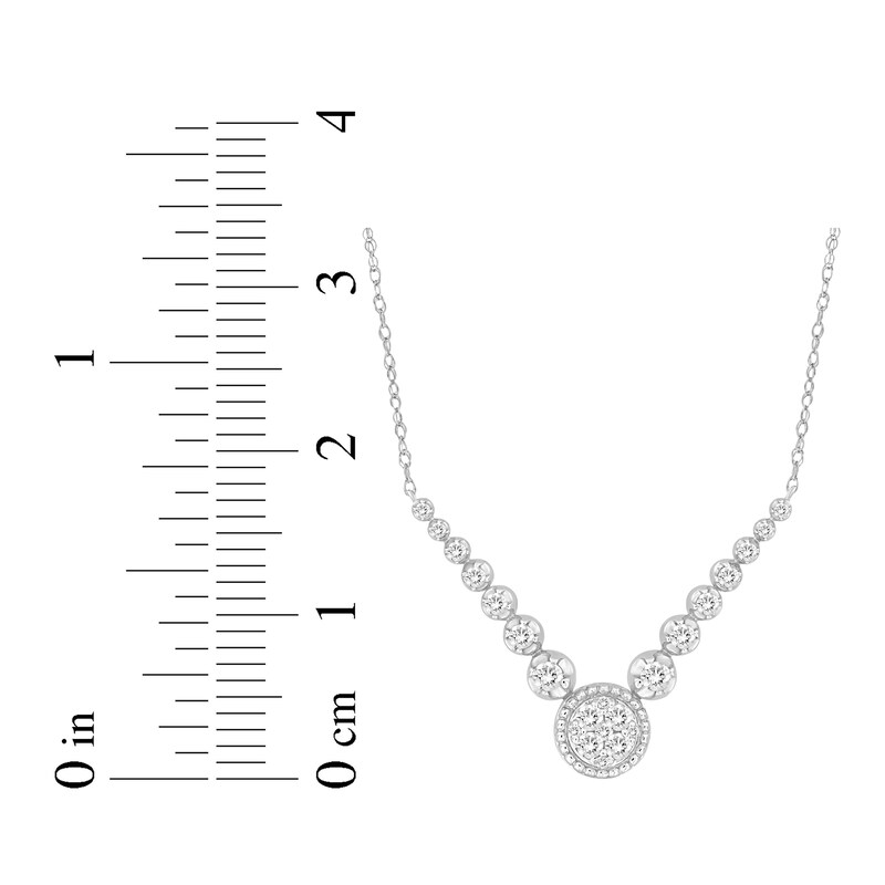 Main Image 3 of Diamond Graduated V Necklace 1/3 ct tw 10K White Gold 18"
