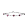 Thumbnail Image 1 of Heart-Shaped Lab-Created Ruby & White Lab-Created Sapphire Infinity Link Bracelet Sterling Silver 7.5"