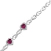 Thumbnail Image 2 of Heart-Shaped Lab-Created Ruby & White Lab-Created Sapphire Infinity Link Bracelet Sterling Silver 7.5"