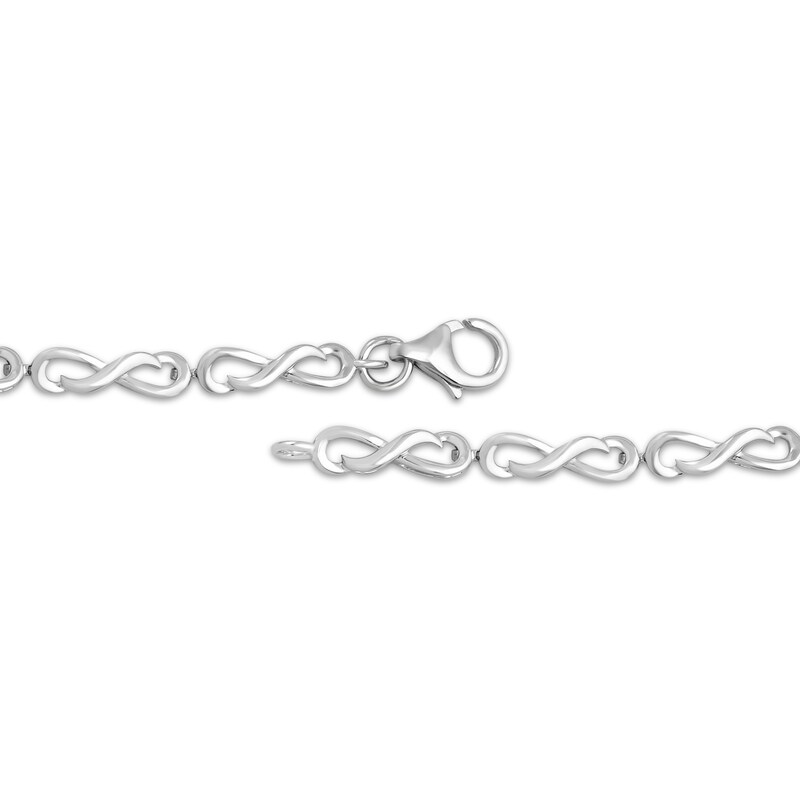 Main Image 3 of Heart-Shaped Lab-Created Ruby & White Lab-Created Sapphire Infinity Link Bracelet Sterling Silver 7.5"