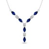 Thumbnail Image 1 of Marquise-Cut Blue Lab-Created Sapphire & White Lab-Created Sapphire Y-Drop Necklace Sterling Silver 16.5"
