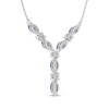 Thumbnail Image 3 of Marquise-Cut Blue Lab-Created Sapphire & White Lab-Created Sapphire Y-Drop Necklace Sterling Silver 16.5"