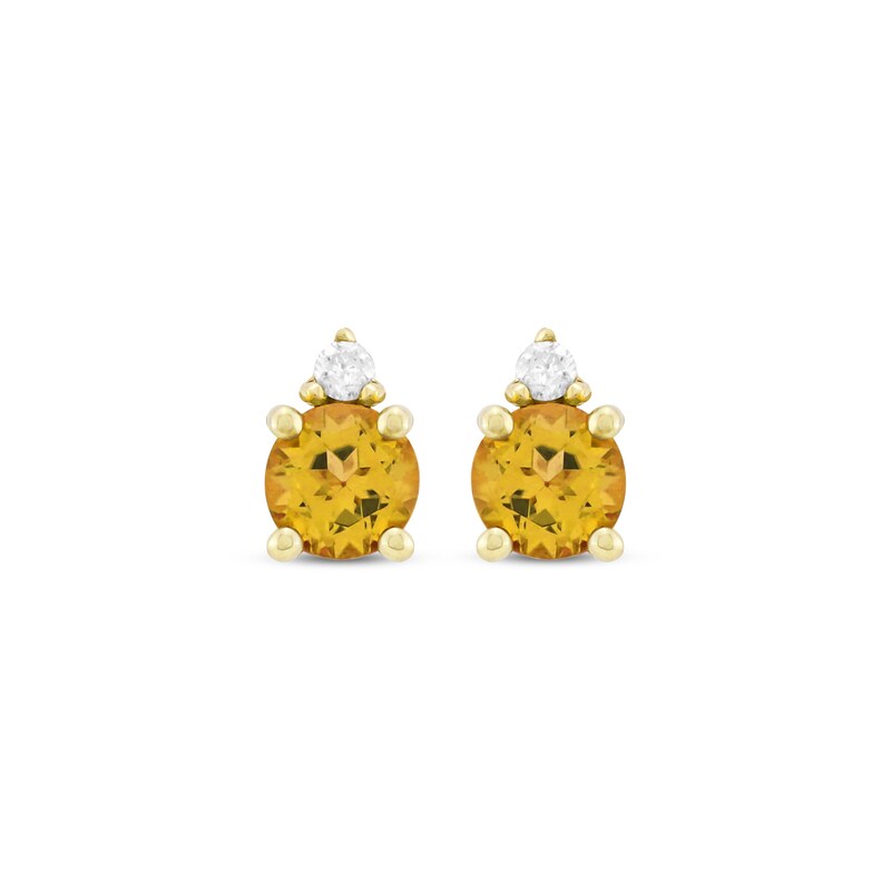 Main Image 2 of Citrine & Diamond Accent Stud Earrings 10K Yellow Gold