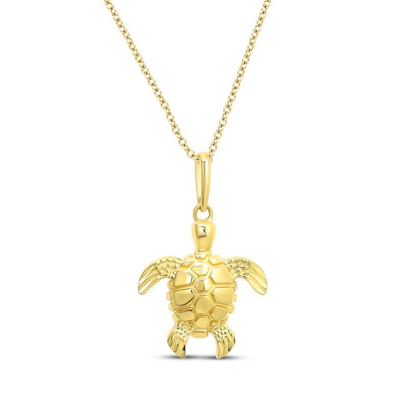 Main Image 1 of Textured Turtle Necklace 10K Yellow Gold 18"