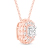 Thumbnail Image 2 of Diamond Cushion Halo Necklace 1/2 ct tw 10K Rose Gold 18"