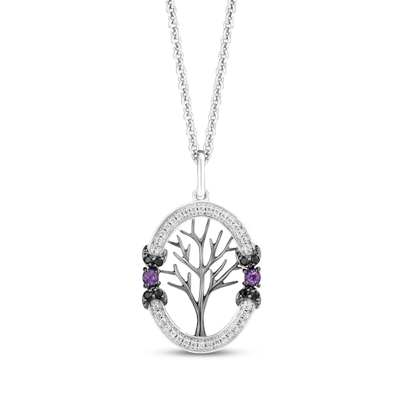 Disney Treasures Hocus Pocus Amethyst & Diamond Tree Necklace 1/6 ct tw Sterling Silver 19"