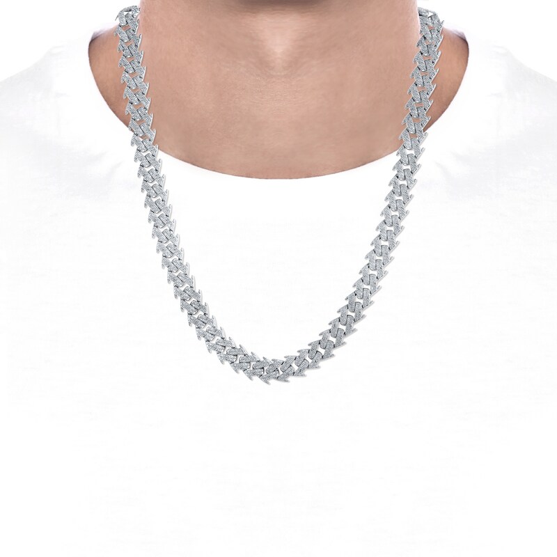 Main Image 4 of Men's Diamond Spike Link Chain Necklace 2 ct tw Sterling Silver 22"