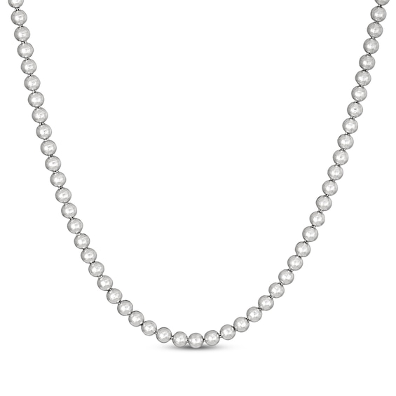 Bead Chain Necklace 5mm Solid Sterling Silver 18"