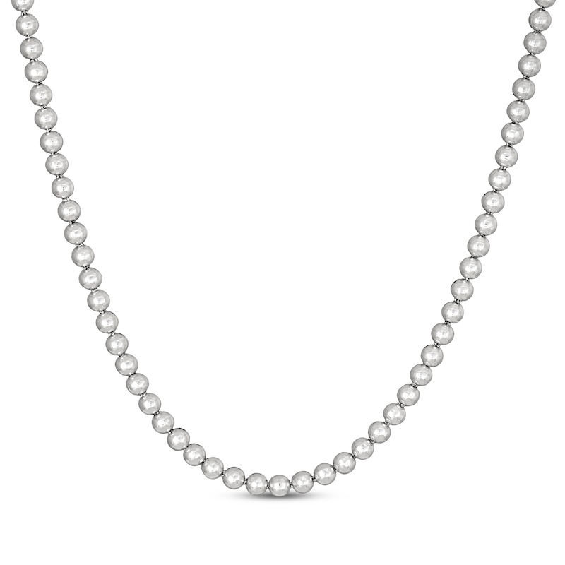 Main Image 1 of Bead Chain Necklace 5mm Solid Sterling Silver 18"