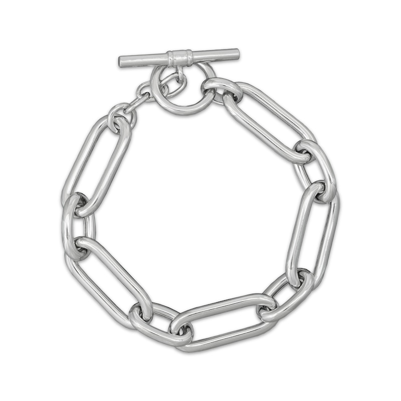 Main Image 1 of Paperclip Chain Toggle Bracelet Semi-Solid Sterling Silver 8"