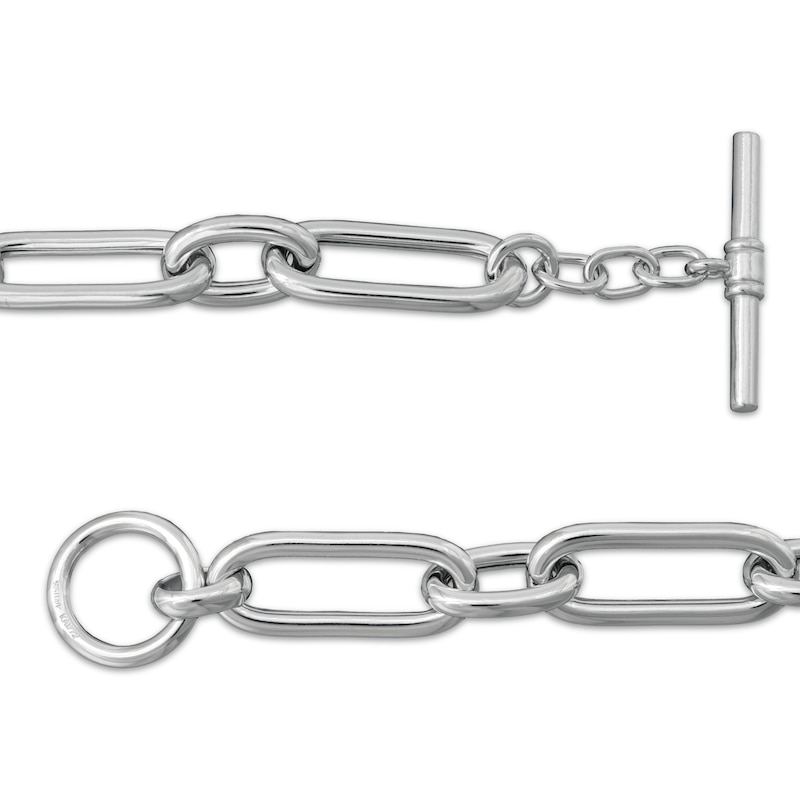 Main Image 3 of Paperclip Chain Toggle Bracelet Semi-Solid Sterling Silver 8"