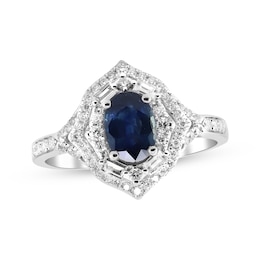 Cirari Couture Oval-Cut Natural Blue Sapphire & Diamond Ring 3/8 ct tw 14K White Gold