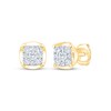 Thumbnail Image 1 of Multi-Diamond Cushion Frame Stud Earrings 1/2 ct tw 10K Yellow Gold