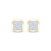 Thumbnail Image 2 of Multi-Diamond Cushion Frame Stud Earrings 1/2 ct tw 10K Yellow Gold