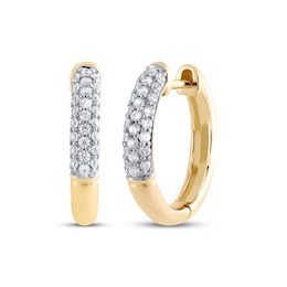STUDIO BY KAY Multi-Diamond Hoop Earrings 1/4 ct tw 10K Yellow Gold