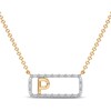 Thumbnail Image 1 of Diamond P Initial Rectangle Necklace 1/10 ct tw 10K Yellow Gold 18"
