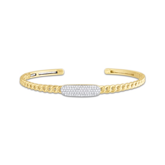 STUDIO BY KAY Multi-Diamond Chain Link Cuff Bangle Bracelet 1/3 ct tw 24K Gold Vermeil Sterling Silver