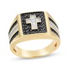 Thumbnail Image 1 of Men's Black & White Diamond Cross Ring 1 ct tw 10K Yellow Gold