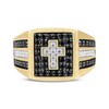 Thumbnail Image 3 of Men's Black & White Diamond Cross Ring 1 ct tw 10K Yellow Gold