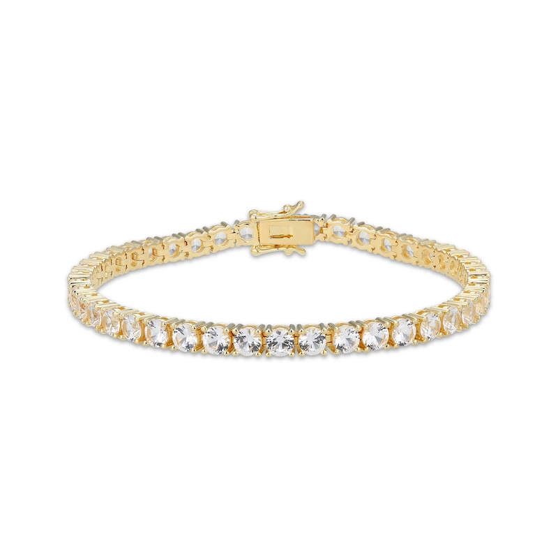 Main Image 1 of White Lab-Created Sapphire Line Bracelet 18K Yellow Gold-Plated Sterling Silver 7.25"