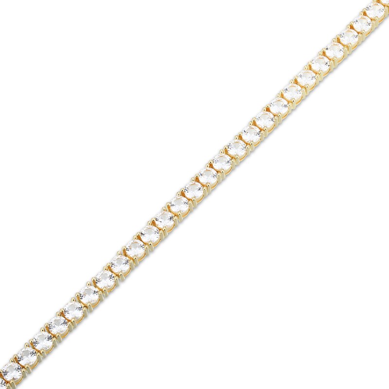 Main Image 2 of White Lab-Created Sapphire Line Bracelet 18K Yellow Gold-Plated Sterling Silver 7.25"