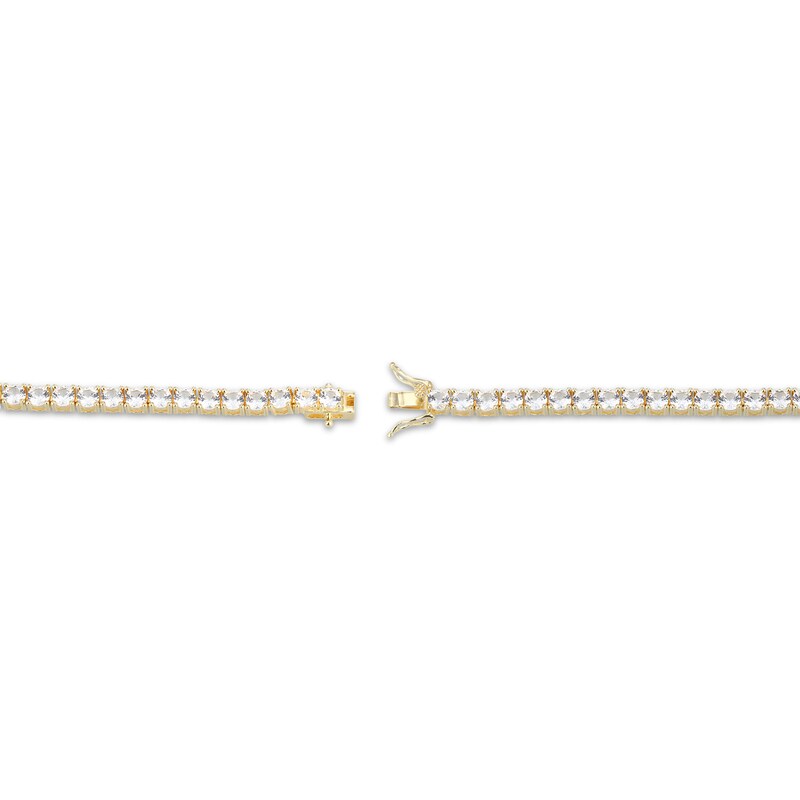 Main Image 3 of White Lab-Created Sapphire Line Bracelet 18K Yellow Gold-Plated Sterling Silver 7.25"