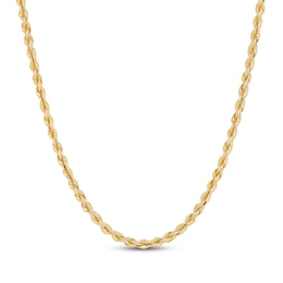 Silk Rope Chain Necklace 3mm Solid 14K Yellow Gold 22"