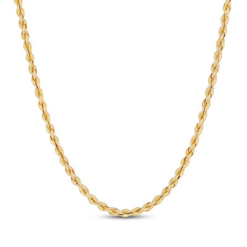 Main Image 1 of Silk Rope Chain Necklace 3mm Solid 14K Yellow Gold 22"