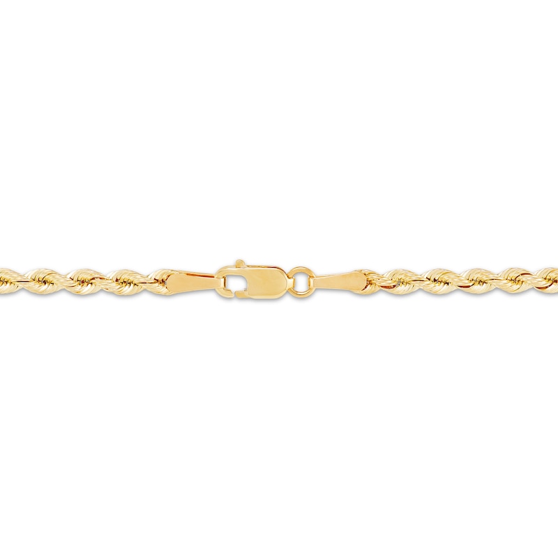 Main Image 3 of Silk Rope Chain Necklace 3mm Solid 14K Yellow Gold 22"