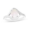 Thumbnail Image 1 of Oval-Cut Lab-Created Opal & White Lab-Created Sapphire Ring Sterling Silver