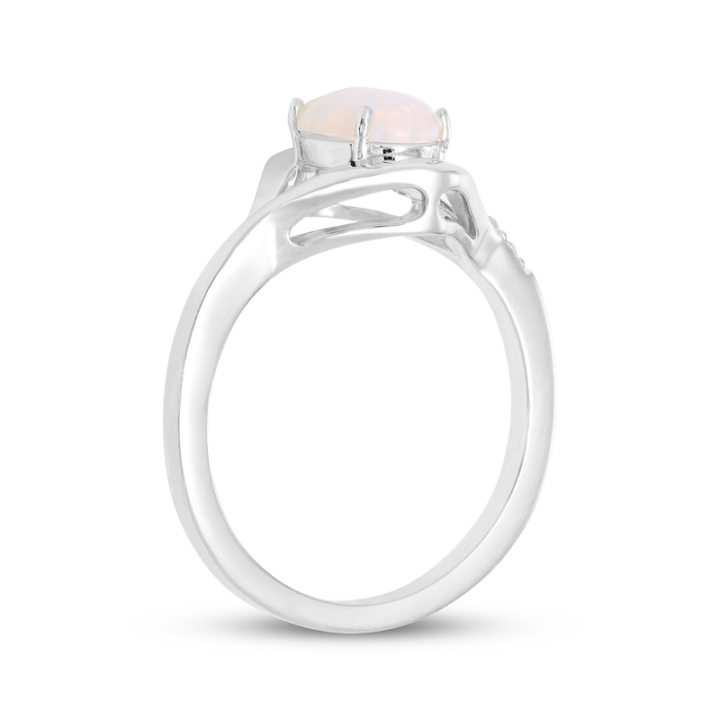 Main Image 2 of Oval-Cut Lab-Created Opal & White Lab-Created Sapphire Ring Sterling Silver