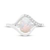 Thumbnail Image 3 of Oval-Cut Lab-Created Opal & White Lab-Created Sapphire Ring Sterling Silver