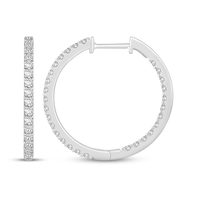 Main Image 3 of Diamond Inside-Out Hoop Earrings 1 ct tw 10K White Gold