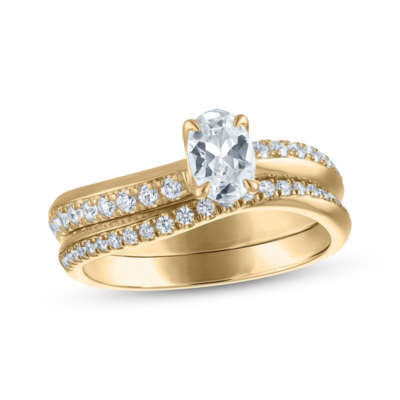 Main Image 1 of Adore Oval-Cut Diamond Curve Bridal Set 7/8 ct tw 10K Yellow Gold