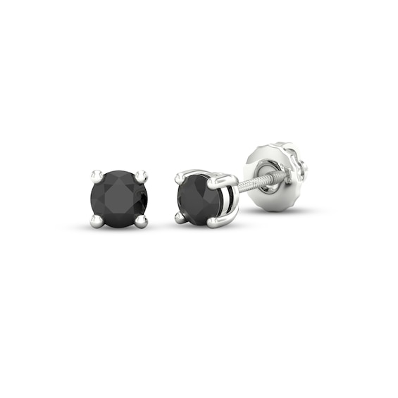 Round-Cut Black Diamond Solitaire Stud Earrings 1/2 ct tw 10K White Gold