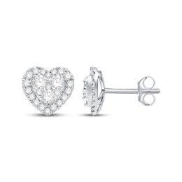 KAY Lab-Grown Diamonds Heart-Shaped Stud Earrings 1 ct tw 10K White Gold
