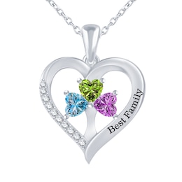 Color Stone Family Heart Necklace