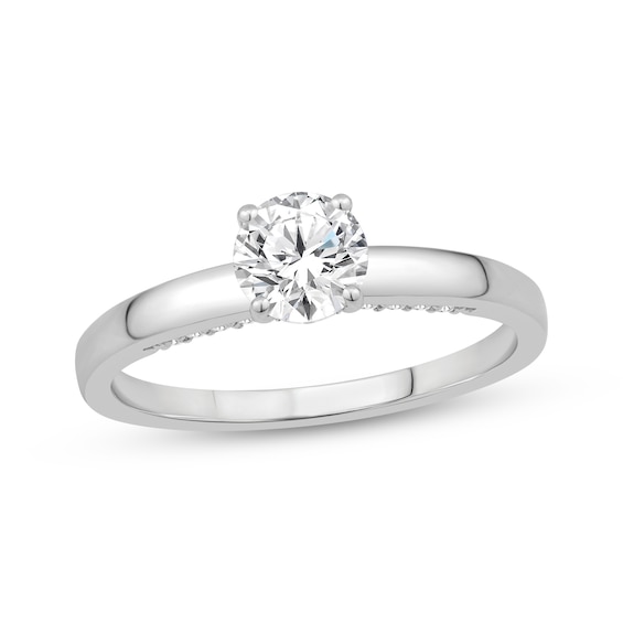 Round-Cut Diamond Solitaire Plus Engagement Ring 3/4 ct tw 10K White Gold (I/SI2)