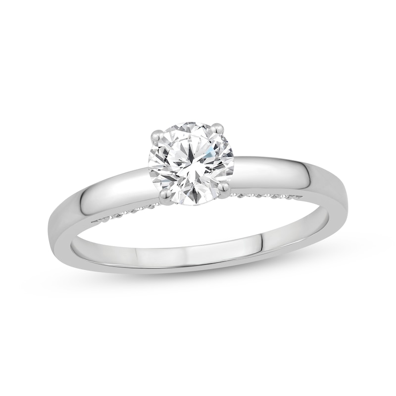 Main Image 1 of Round-Cut Diamond Solitaire Plus Engagement Ring 3/4 ct tw 10K White Gold (I/SI2)