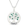 Thumbnail Image 1 of Lab-Created Emerald "Family" Tree Circle Necklace Sterling Silver 18"