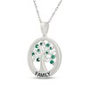 Thumbnail Image 2 of Lab-Created Emerald "Family" Tree Circle Necklace Sterling Silver 18"