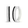 Thumbnail Image 1 of Diamond & Black Enamel Hoop Earrings 1/5 ct tw Sterling Silver