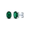 Thumbnail Image 1 of Oval-Cut Lab-Created Emerald & White Lab-Created Sapphire Stud Earrings Sterling Silver