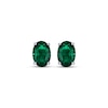 Thumbnail Image 2 of Oval-Cut Lab-Created Emerald & White Lab-Created Sapphire Stud Earrings Sterling Silver