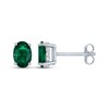 Thumbnail Image 3 of Oval-Cut Lab-Created Emerald & White Lab-Created Sapphire Stud Earrings Sterling Silver