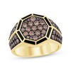 Thumbnail Image 1 of Men's Brown Diamond & Black Enamel Octagon Ring 1-3/4 ct tw 10K Yellow Gold